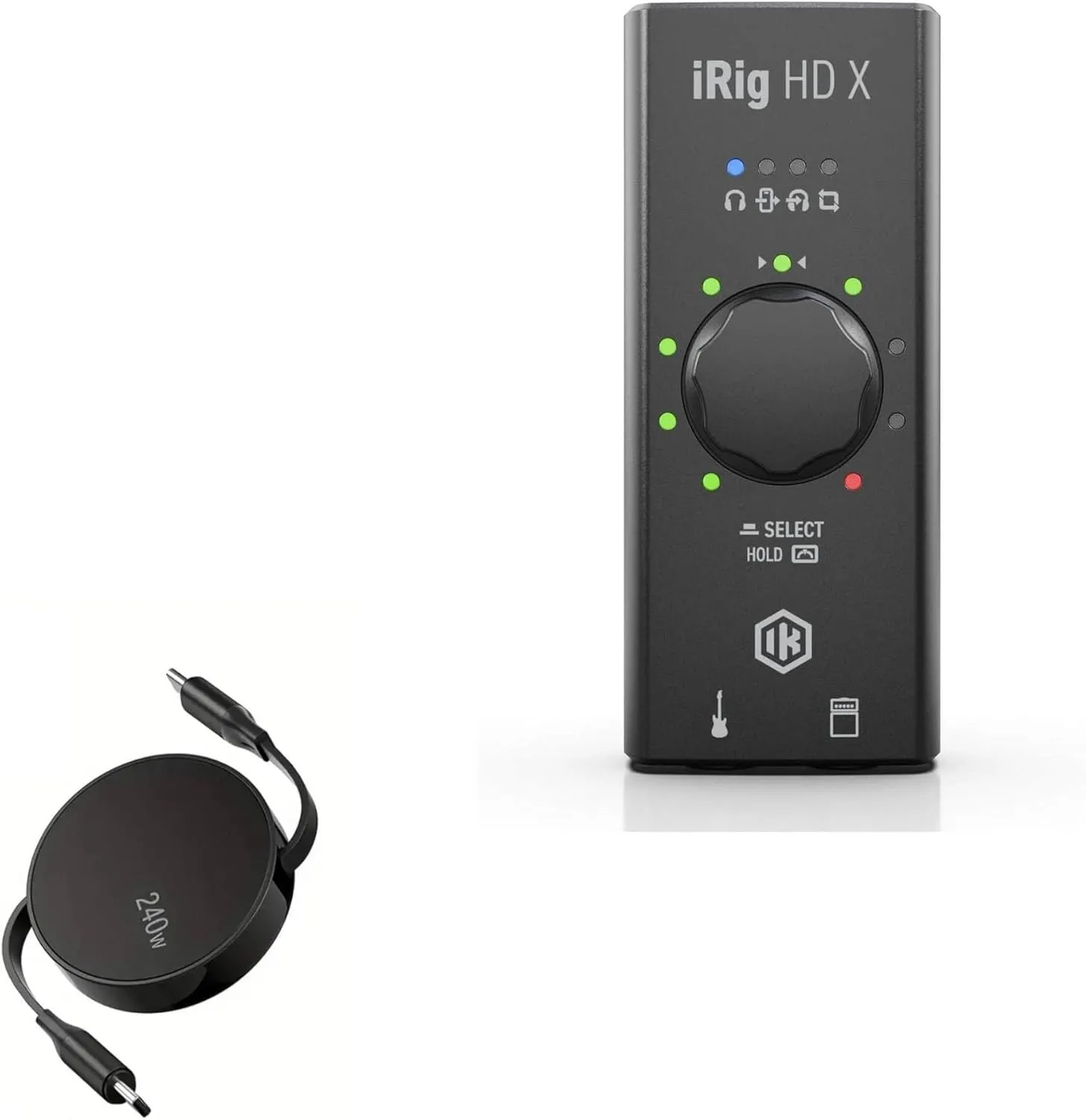BoxWave Cable Compatible with IK Multimedia iRig HD X - PD miniSync (240W), Retractable PD 240W Portable USB Type-C Cable - Jet Black