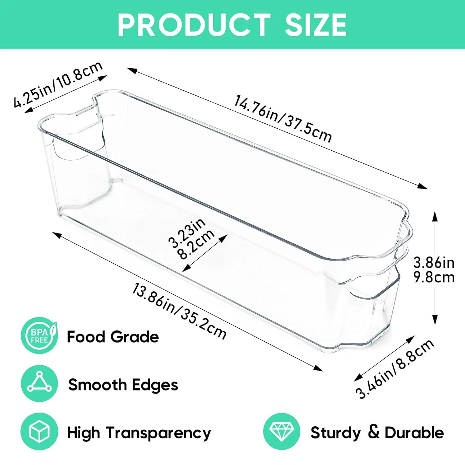 Breast Milk Storage Containers for Fridge, Fridge Organizer Bins with L-Shaped Compressor Inserts for Flattening Breastmilk Bags, and Space-Saving Design (Large, Count, 2)
