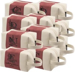 Bridesmaid Gifts Set of 10, Personalized Toiletry Bag for Women, 3 Design & 4 Color, Custom w/Name, Title, Date, Bridesmaid Proposal Gifts, Bridal Shower Gift, Bachalorette Party Favors, D3 - BURGUNDY
