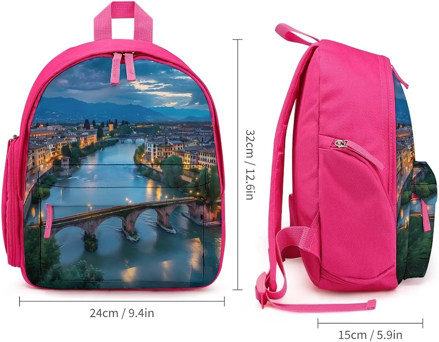 Bridge Ponte Degli Alpini at River Brenta Cute Backpack Lightweight Mini Shoulder Bag Travel Daypack for Camping Picnic