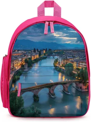 Bridge Ponte Degli Alpini at River Brenta Cute Backpack Lightweight Mini Shoulder Bag Travel Daypack for Camping Picnic