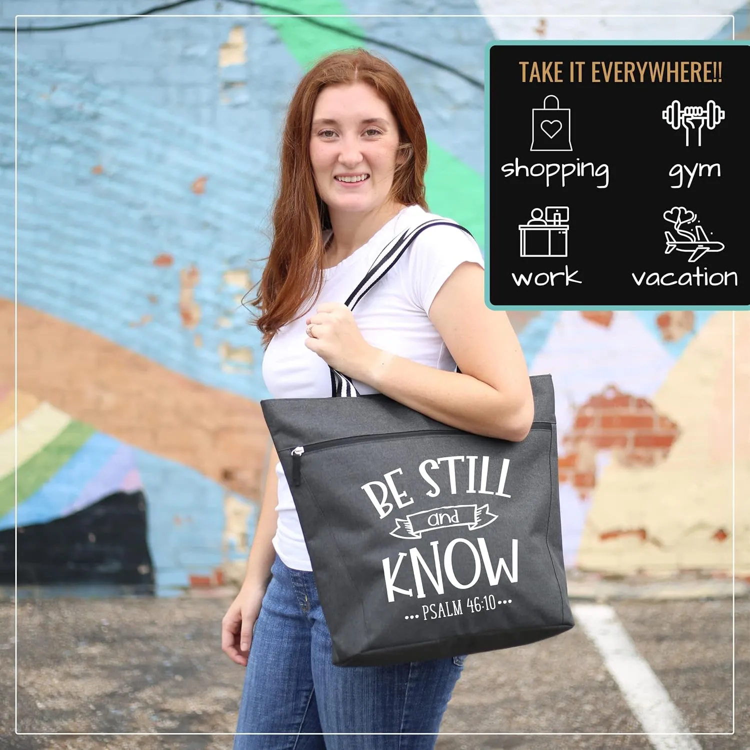 Brooke & Jess Designs Church Bags for Women - Bible Tote Bags for Women, Large Tote Bag for Womens with Zipper