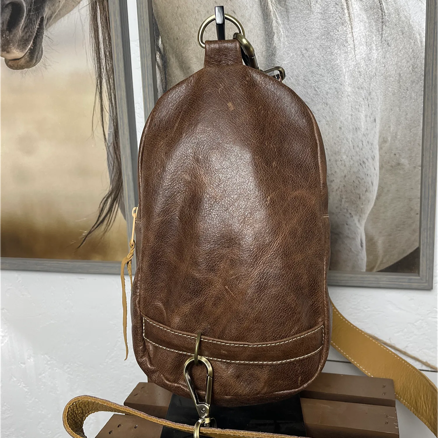 Brown Laredo Embossed Sling Bag/Cross Body Purse/Handmade Leather Bag MM036