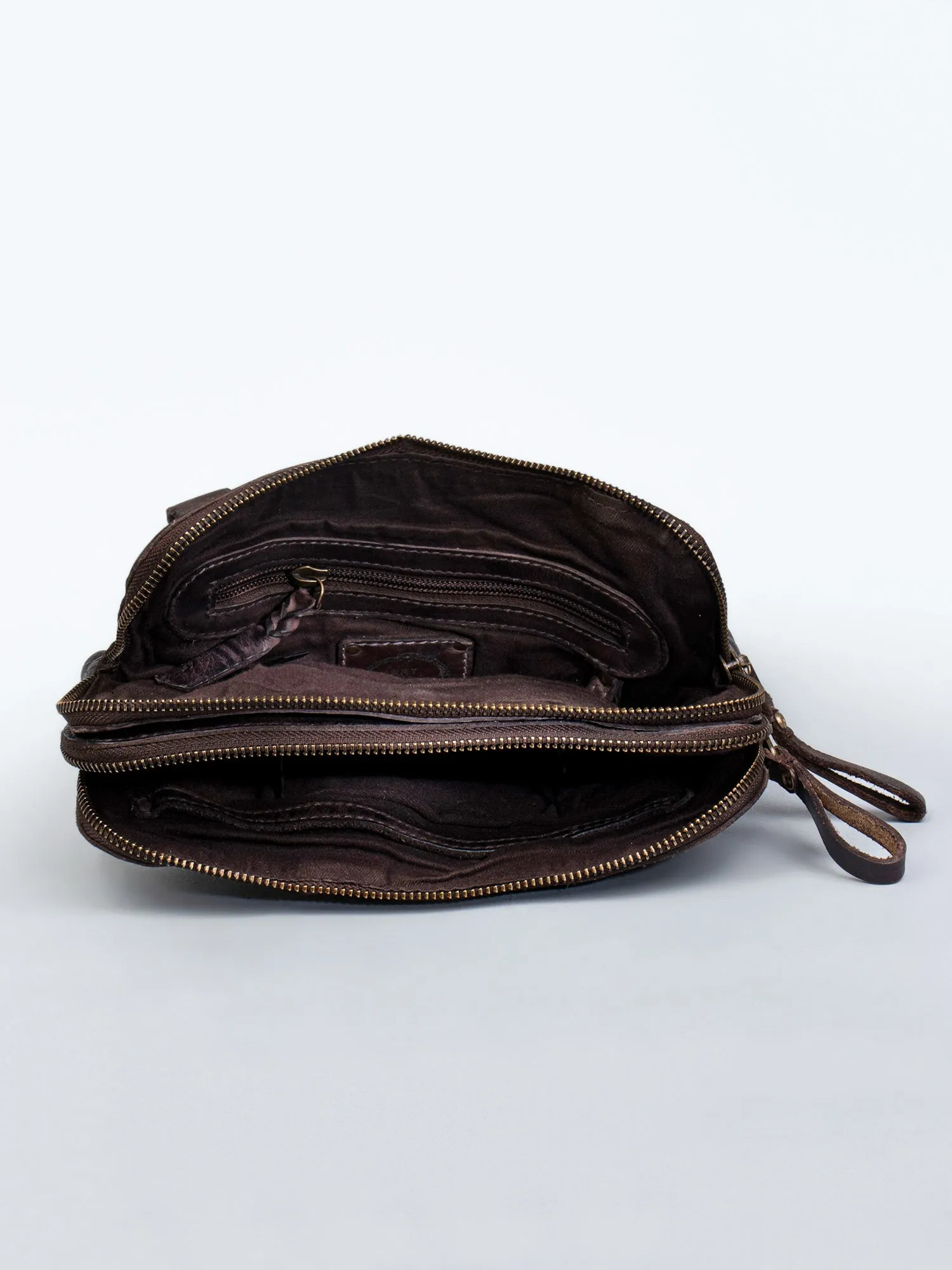 Brown Leather Washed Look Crossbody Bag by art n vintage