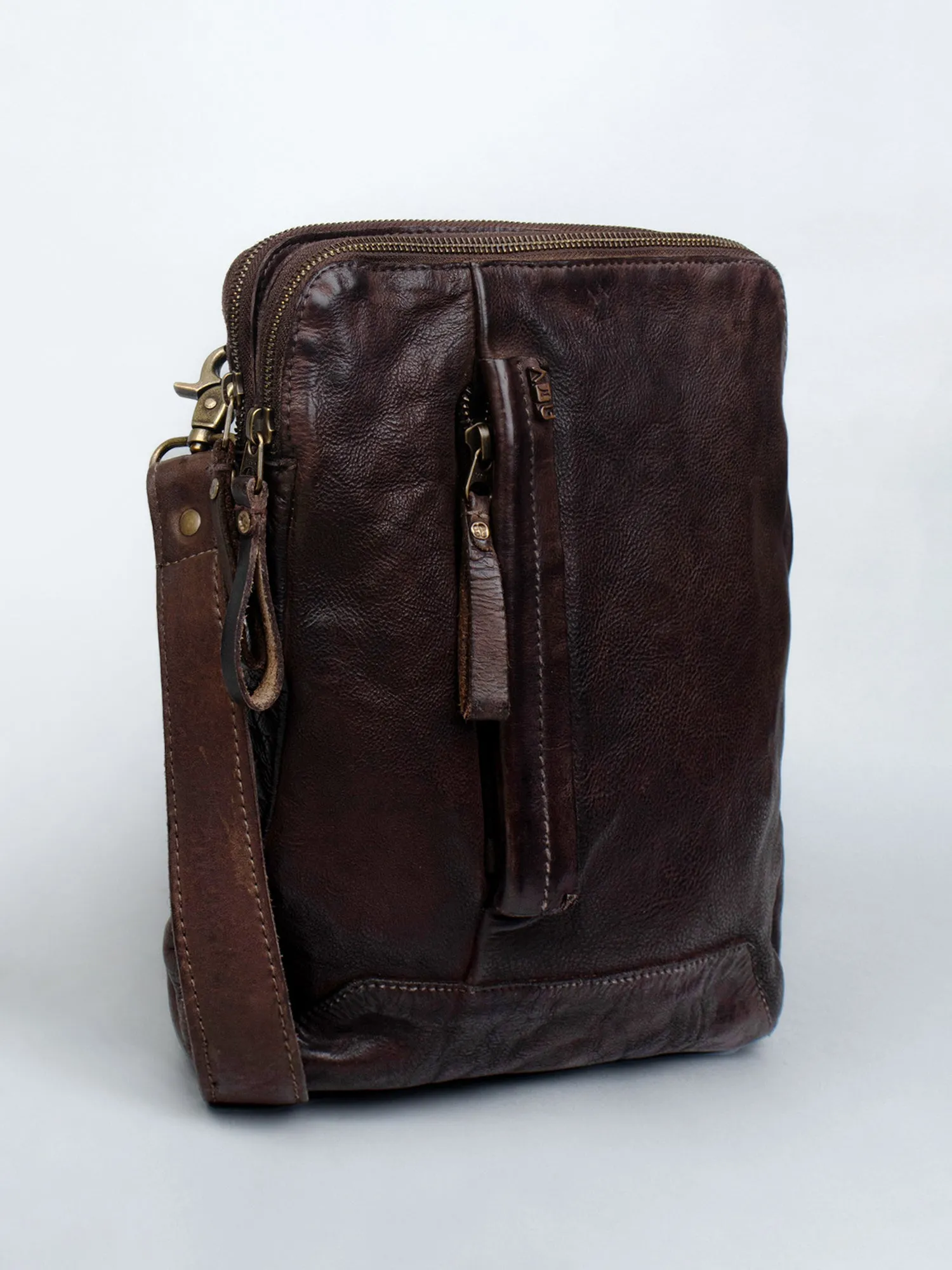 Brown Leather Washed Look Crossbody Bag by art n vintage