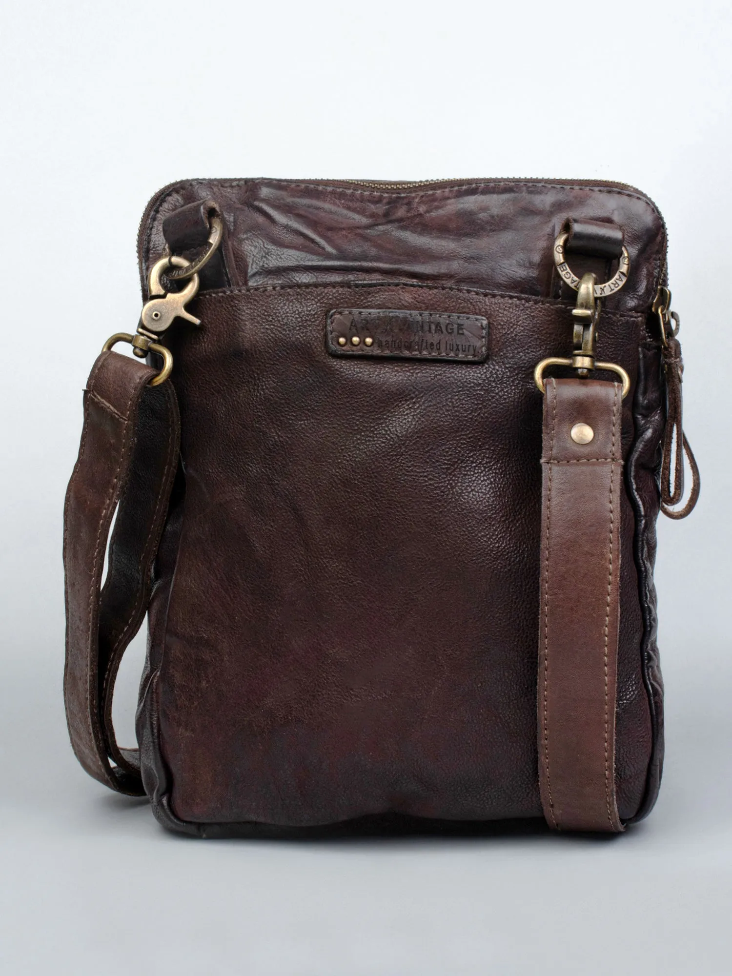 Brown Leather Washed Look Crossbody Bag by art n vintage