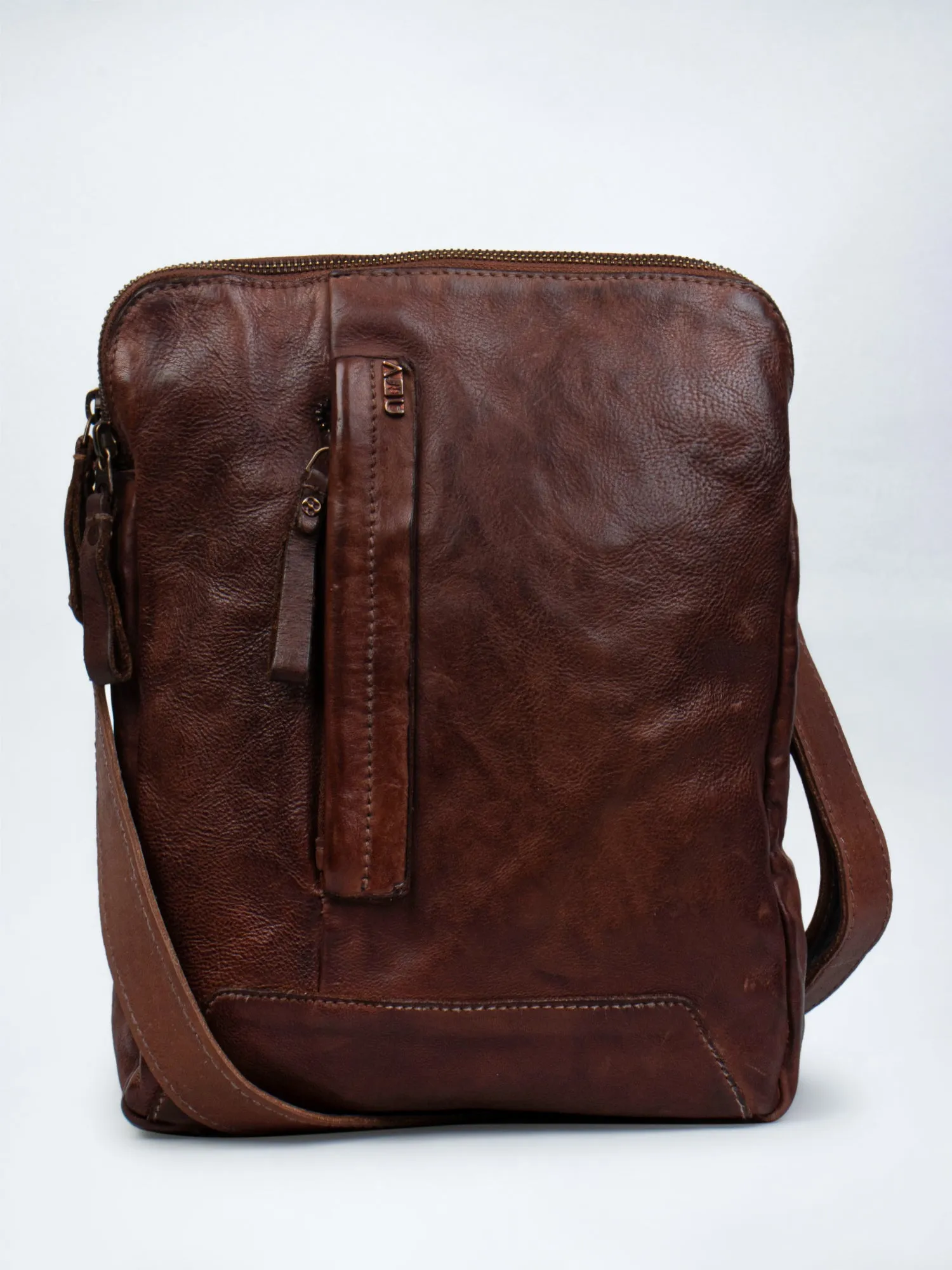 Brown Leather Washed Look Crossbody Bag by art n vintage
