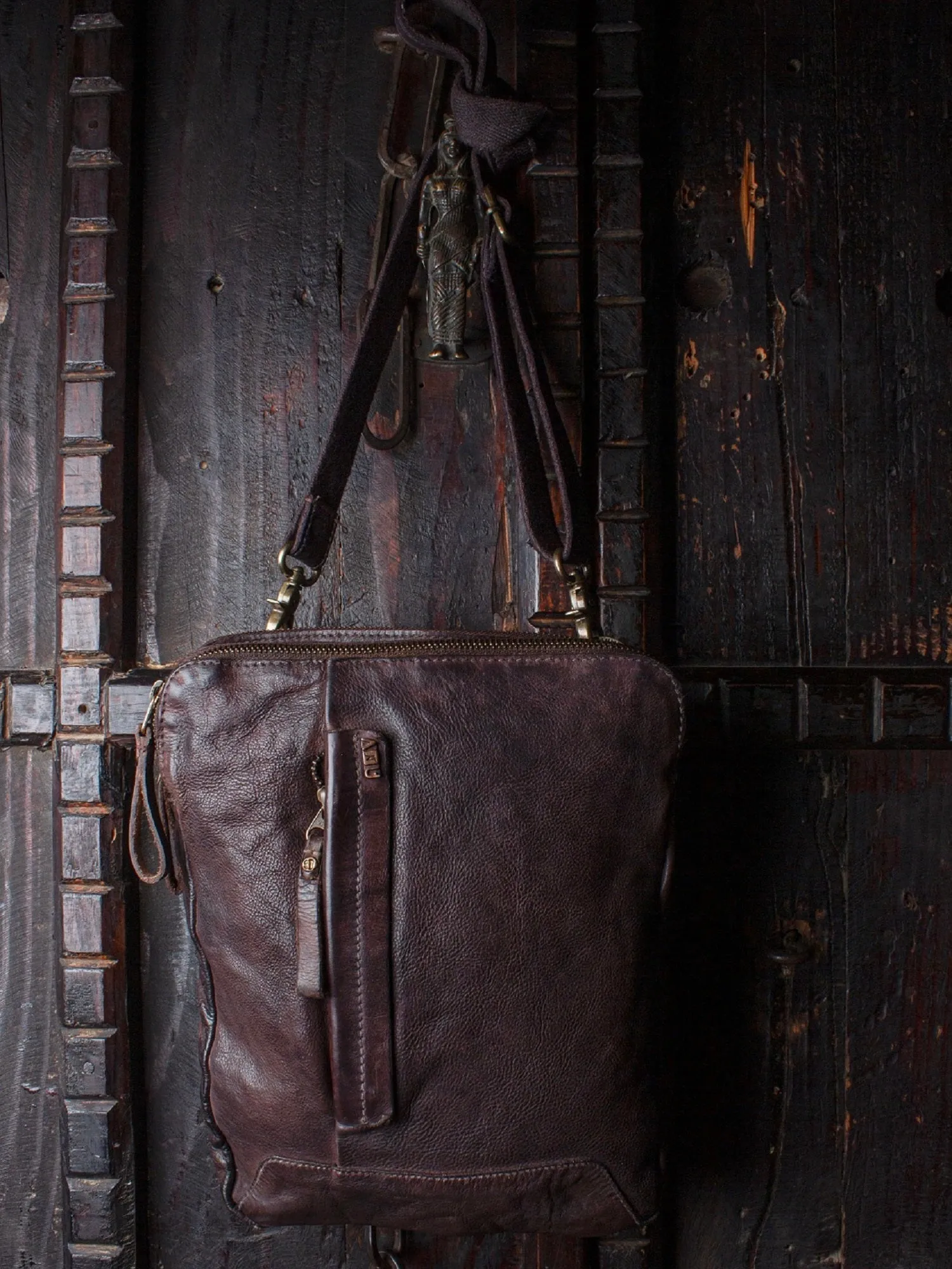 Brown Leather Washed Look Crossbody Bag by art n vintage