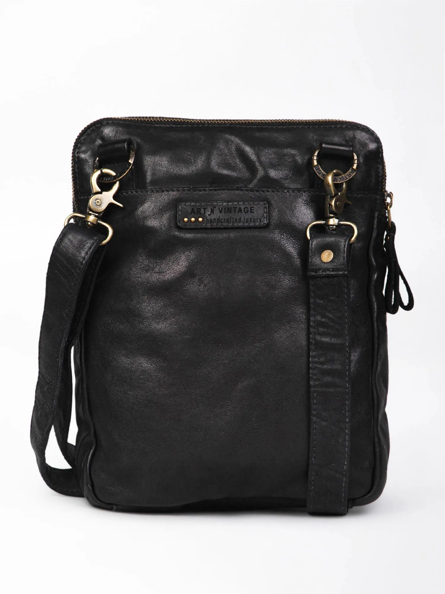Brown Leather Washed Look Crossbody Bag by art n vintage