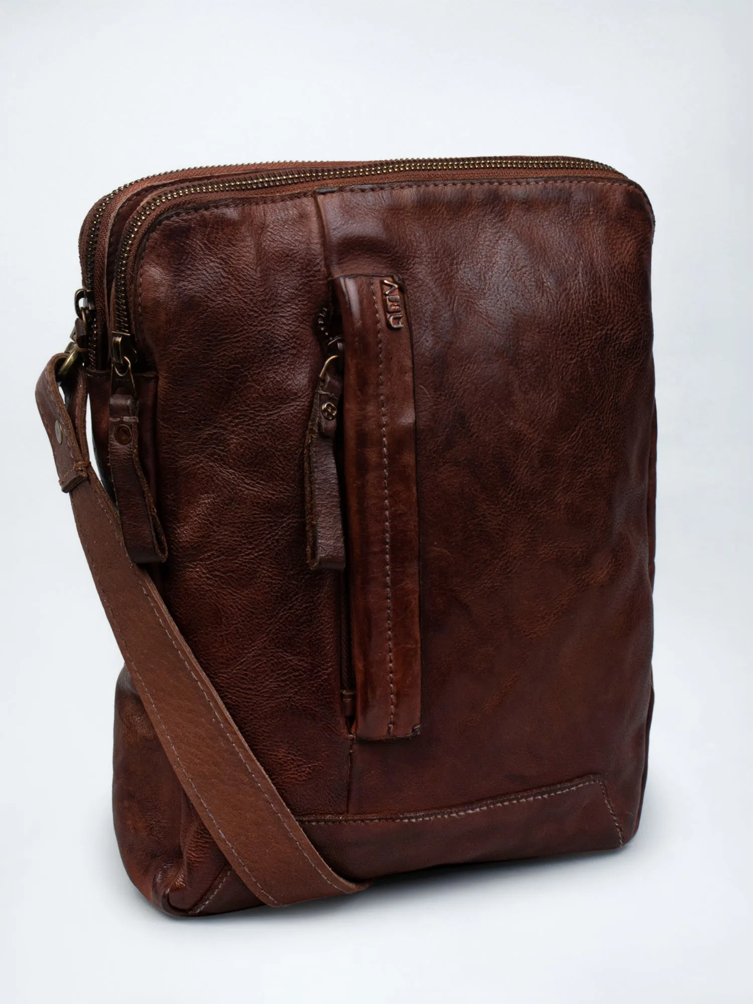 Brown Leather Washed Look Crossbody Bag by art n vintage