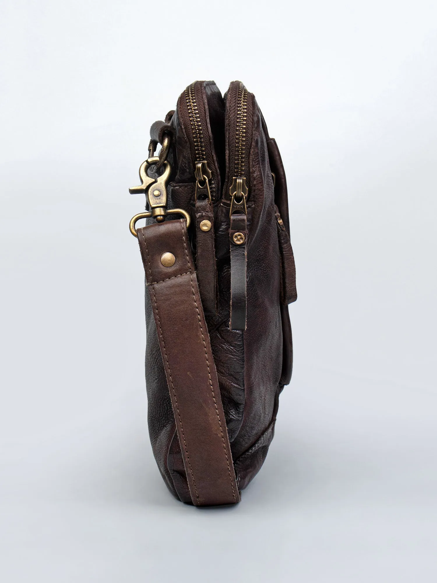 Brown Leather Washed Look Crossbody Bag by art n vintage