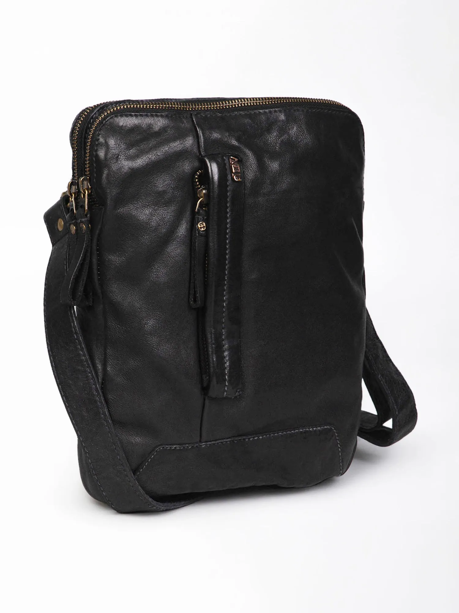 Brown Leather Washed Look Crossbody Bag by art n vintage