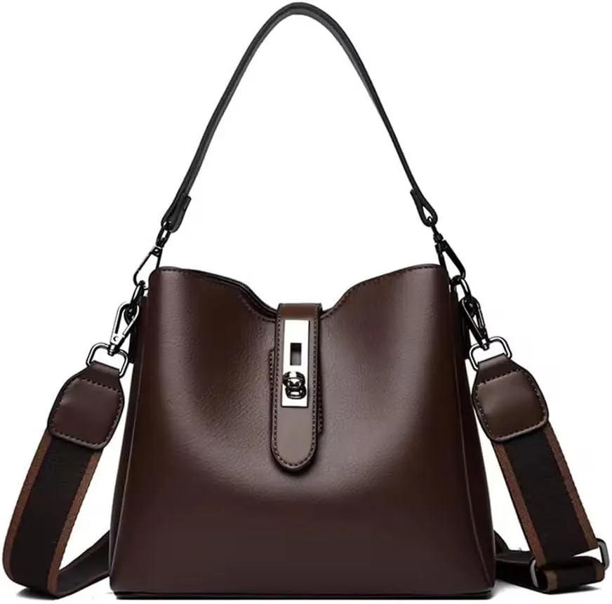 Bucket Bag for Women,Trendy Bucket Crossbody Bag Small Vintage Elegant Tote Bag Women's Shoulder with 2 Shouder Straps