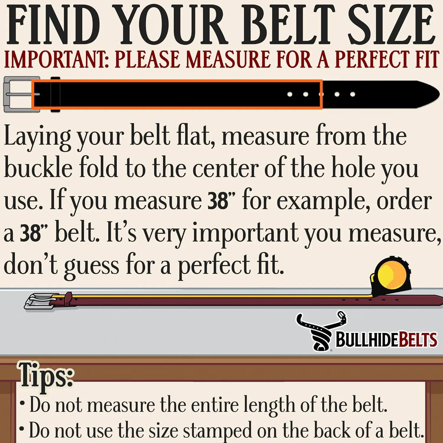 Bullhide Belts Mens Leather Belt for Work, Casual, Dress, 1.50" Wide