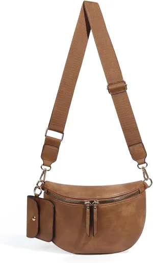Bum Bags for Women Crossbody Fanny Packs PU Leather Cross Body Bum Purse Belt Bag Bumbags for Work Shopping Daily