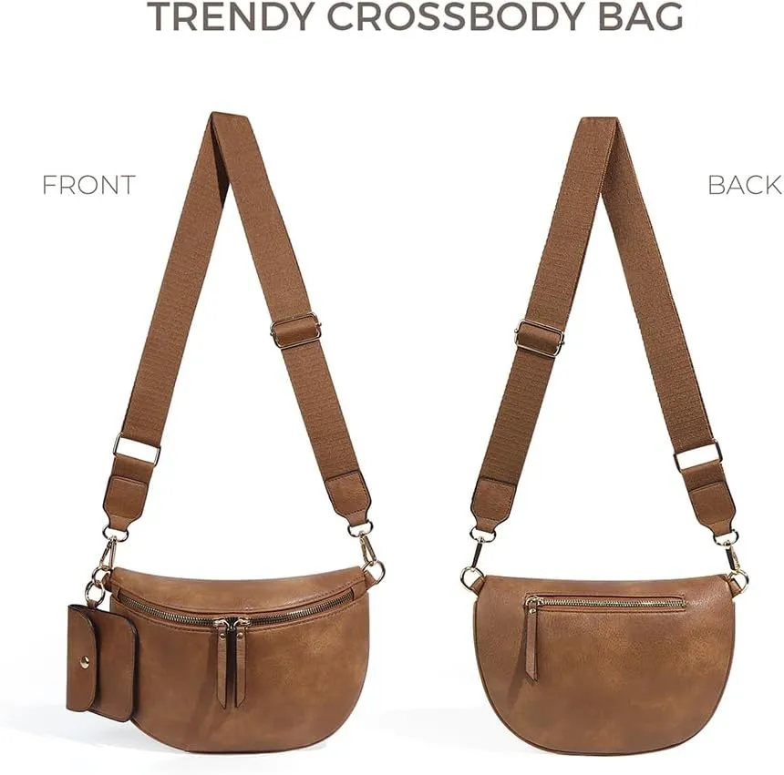Bum Bags for Women Crossbody Fanny Packs PU Leather Cross Body Bum Purse Belt Bag Bumbags for Work Shopping Daily