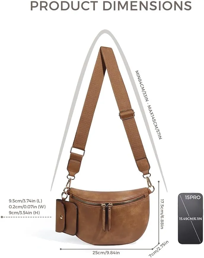 Bum Bags for Women Crossbody Fanny Packs PU Leather Cross Body Bum Purse Belt Bag Bumbags for Work Shopping Daily