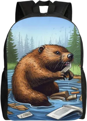 Busy Beaver Cartoon Backpack Waterproof Large Capacity Travel Laptop Backpack Casual Daypack For Men Women