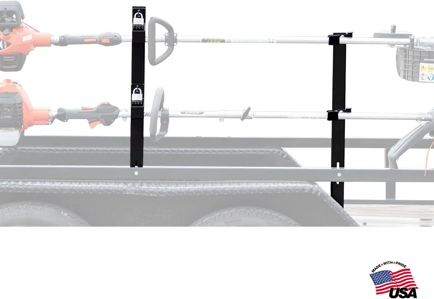 Buyers Products LT19 2-Position Trimmer Rack for Open & Closed Landscape Trailers, Holds 2 Weed-Eaters, Made in The USA, Lawn Care Equipment, Heavy Duty Storage Solution for Work Vehicles