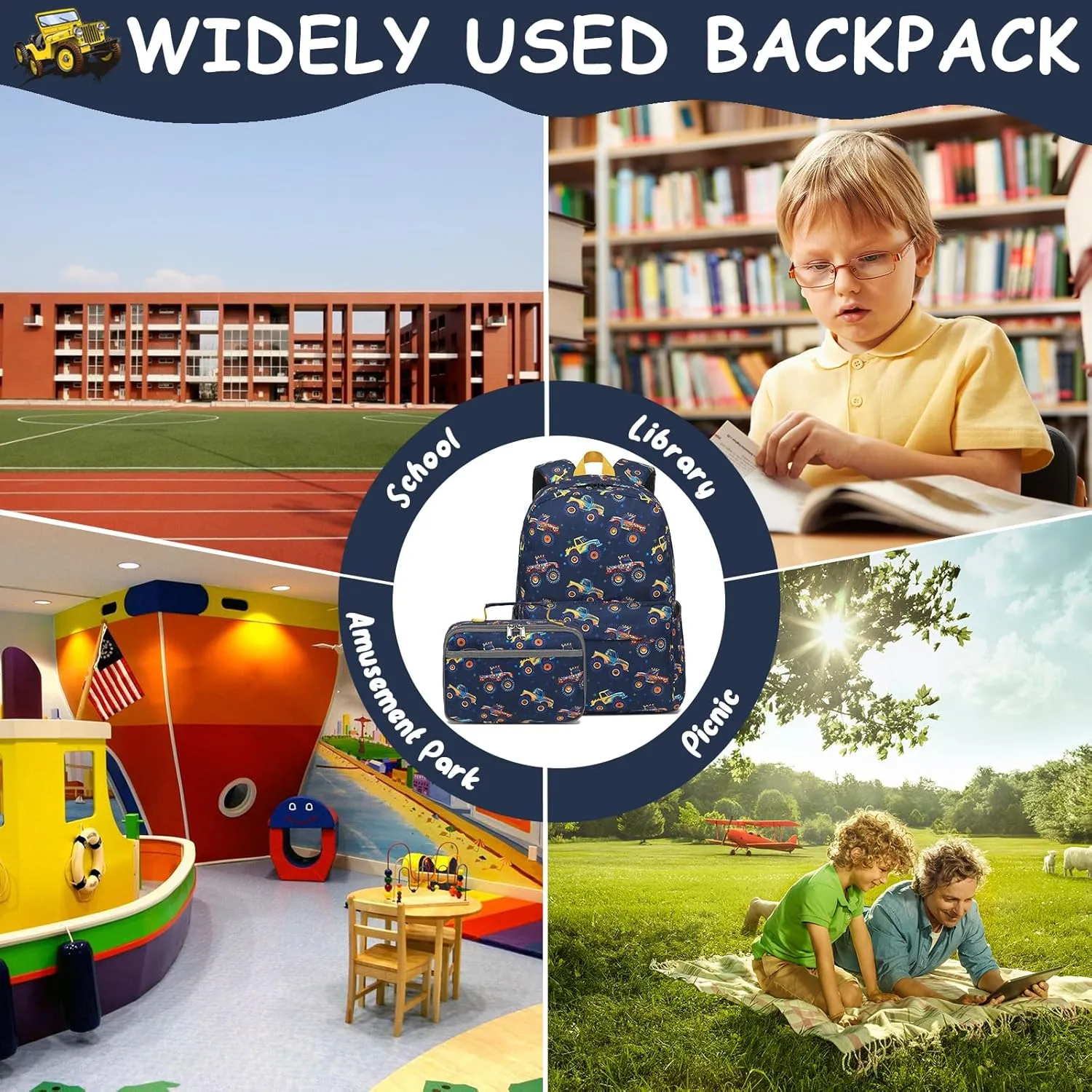 CAMTOP Backpack for Kids, Boys Girls Preschool Backpacks with Lunch Box Toddler Kindergarten School Bookbag Set