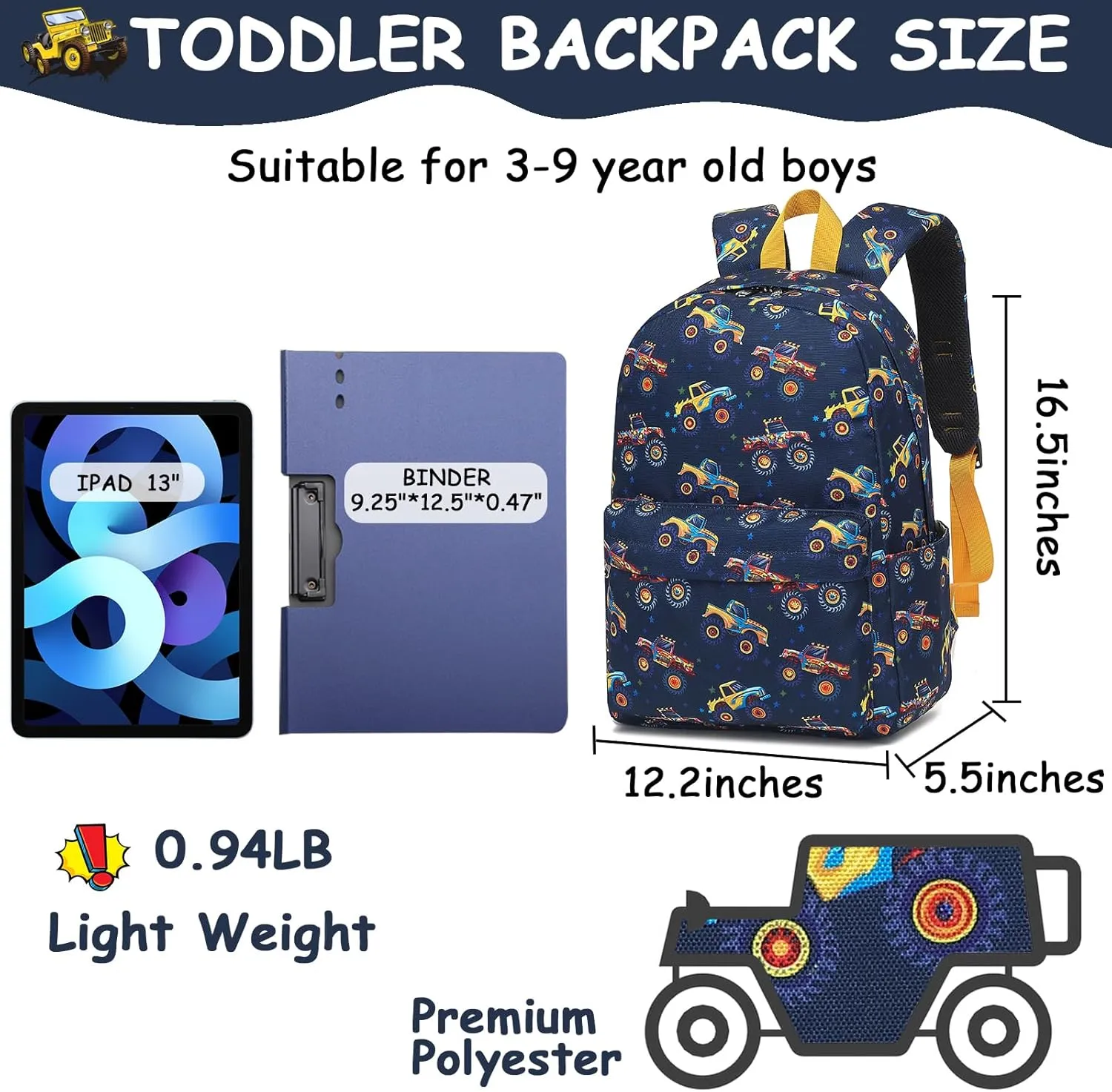 CAMTOP Backpack for Kids, Boys Girls Preschool Backpacks with Lunch Box Toddler Kindergarten School Bookbag Set