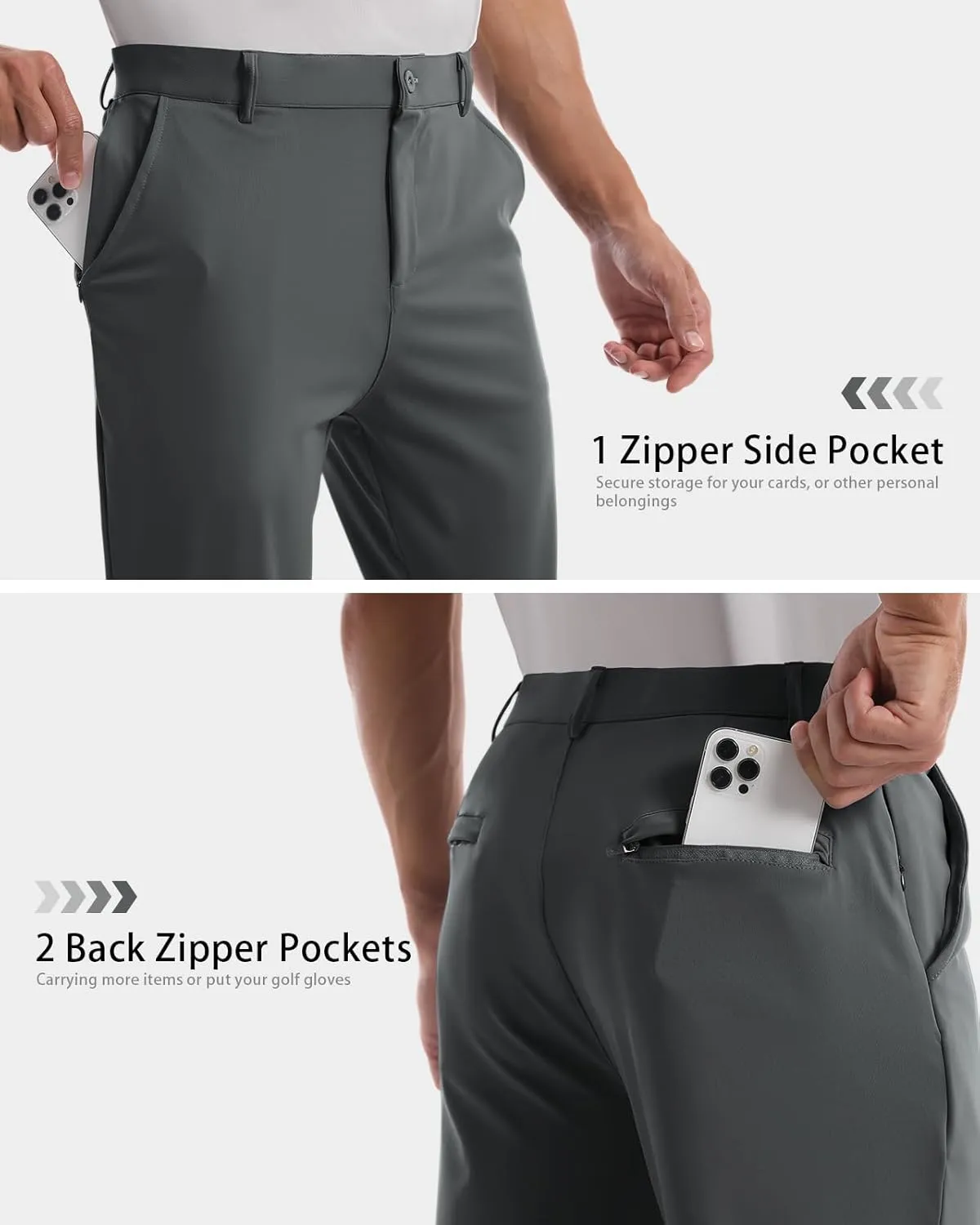 CANGHPGIN Mens Athletic Joggers with Zipper Pockets Lightweight Golf Pants Men Stretch Relaxed Fit Tapered Work Travel Pants
