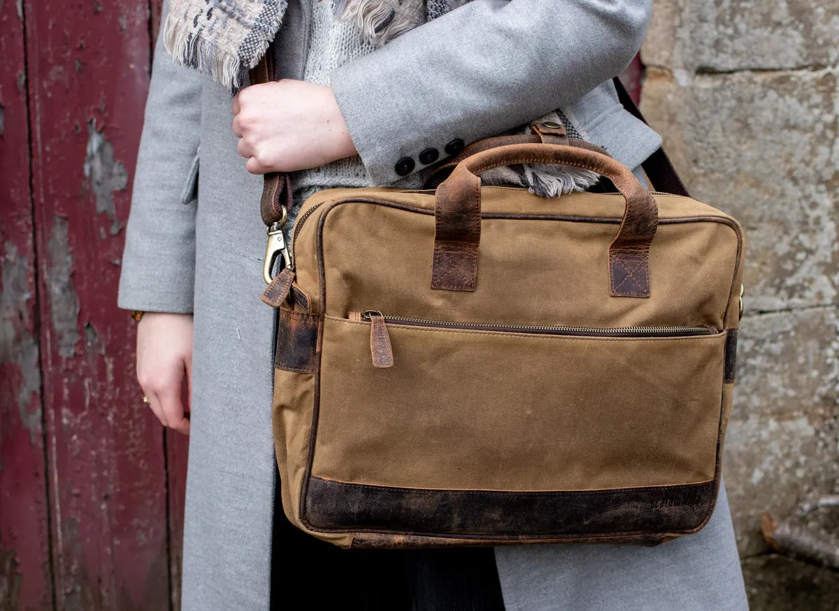 Canvas and Leather Laptop Bag for Women