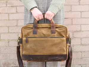 Canvas and Leather Laptop Bag for Women