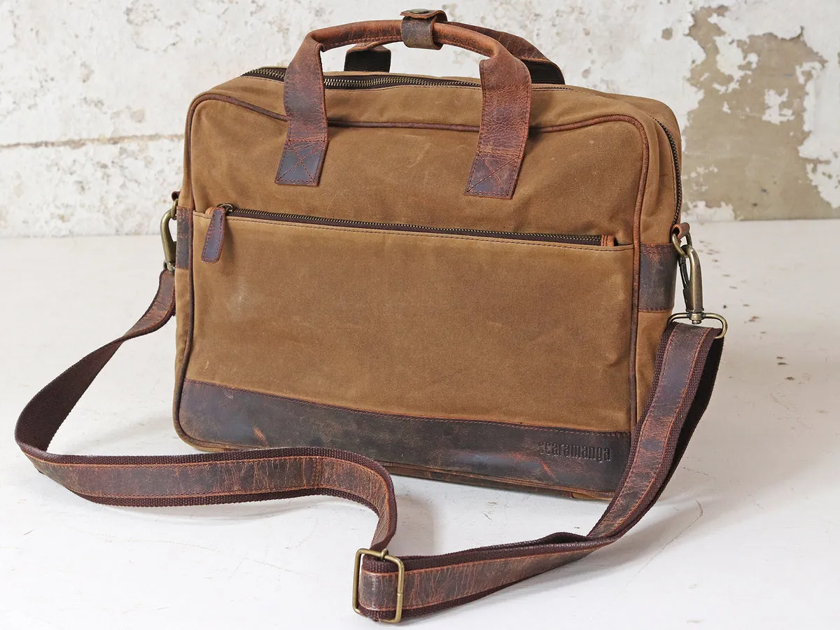 Canvas and Leather Laptop Bag for Women
