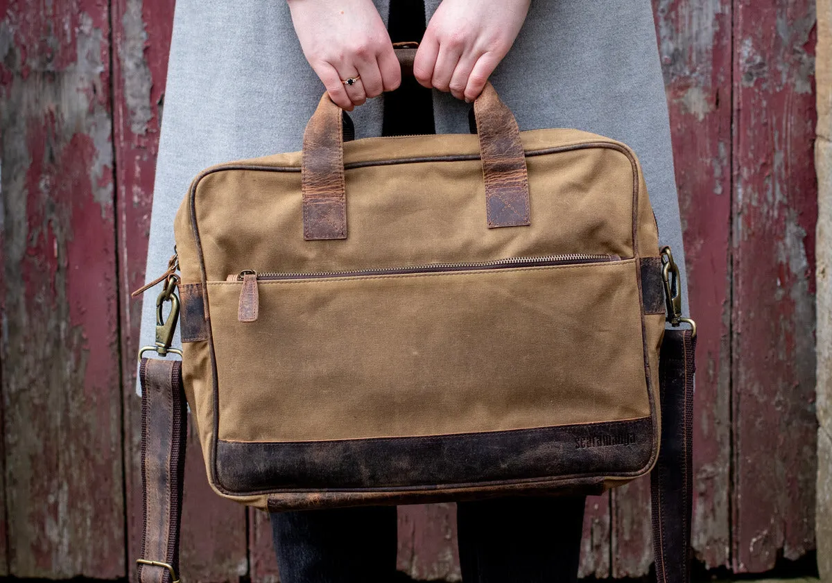 Canvas and Leather Laptop Bag for Women
