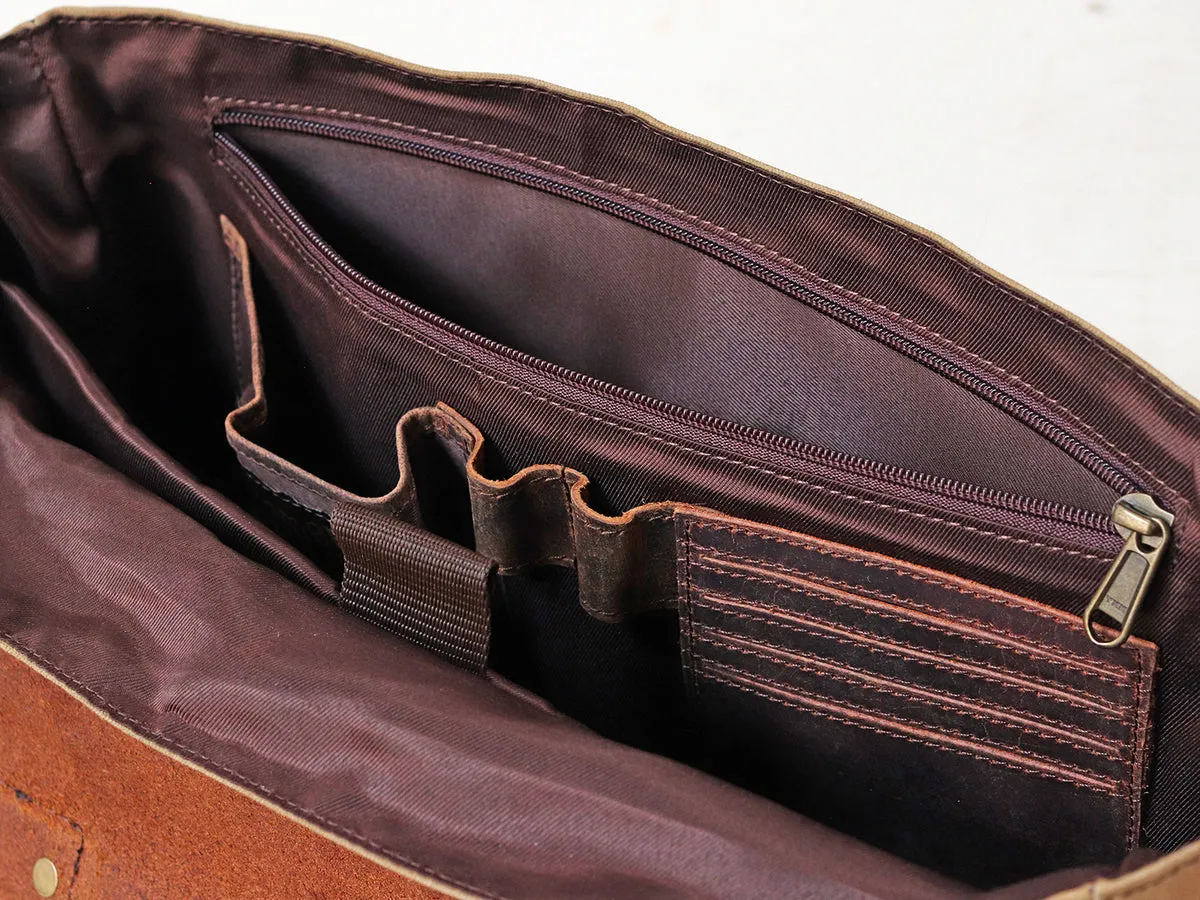 Canvas and Leather Satchel for Women