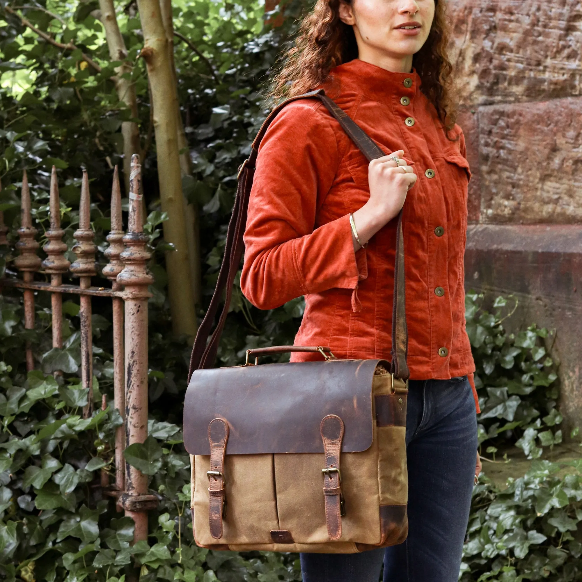 Canvas and Leather Satchel for Women