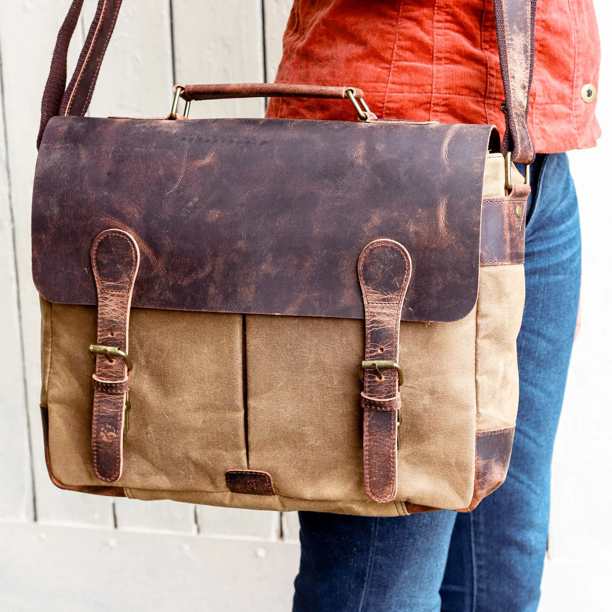 Canvas and Leather Satchel for Women