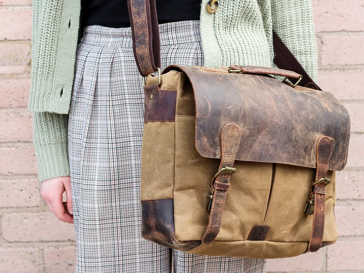 Canvas and Leather Satchel for Women