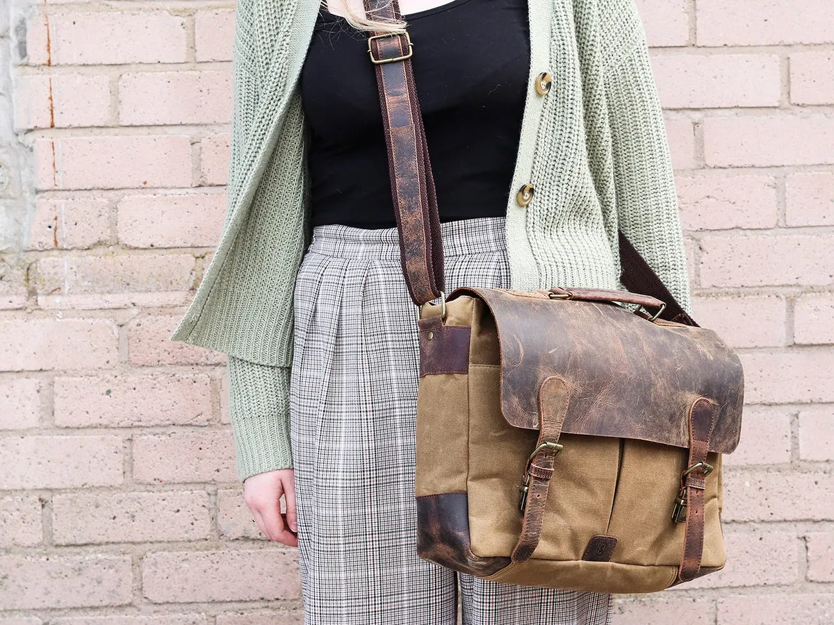 Canvas and Leather Satchel for Women
