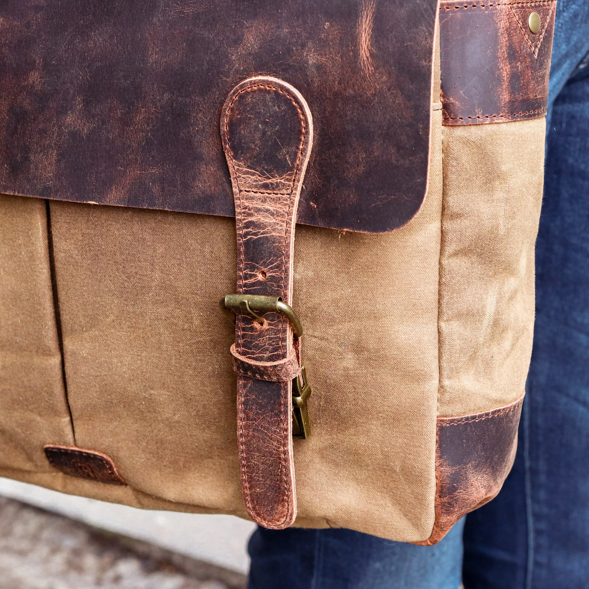 Canvas and Leather Satchel for Women