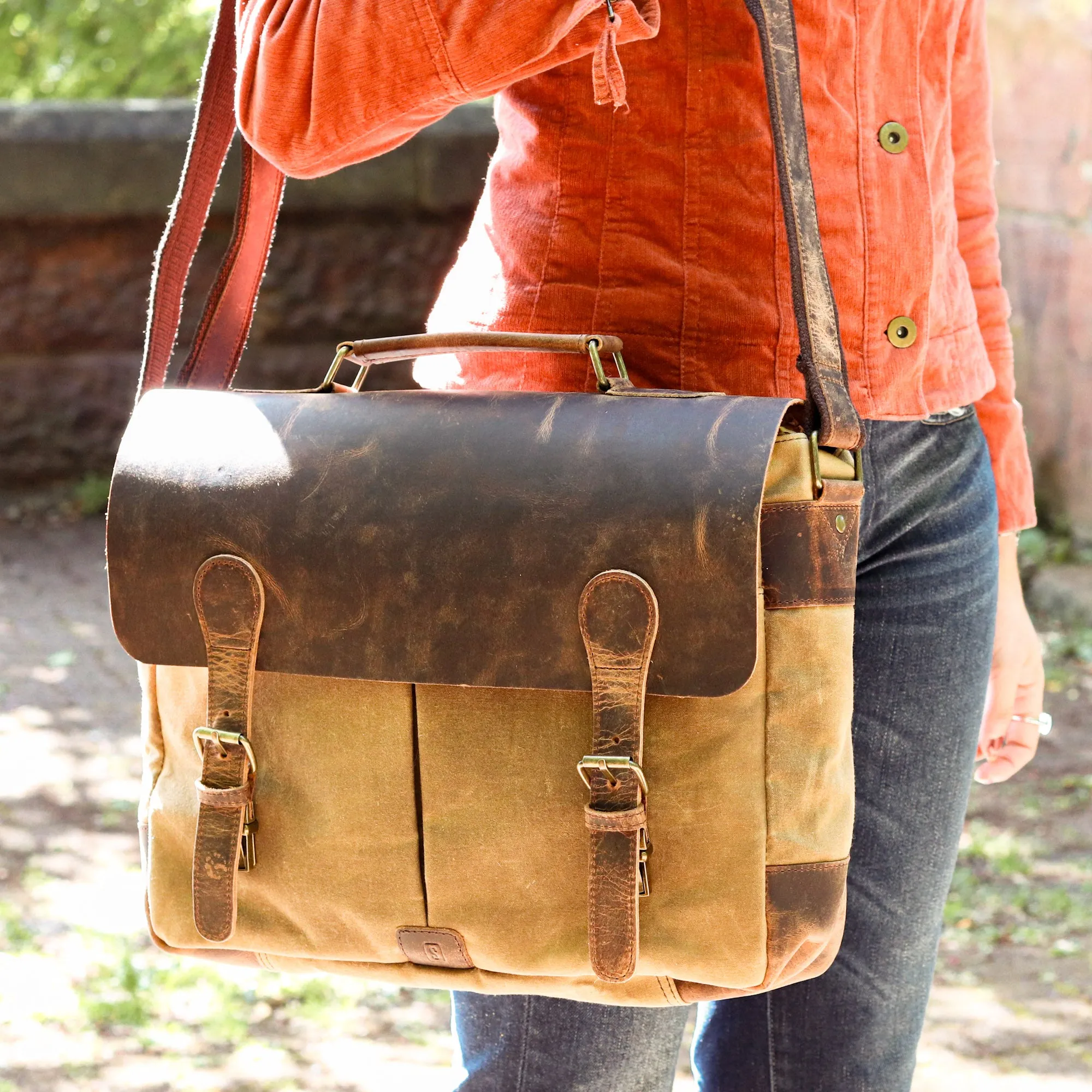 Canvas and Leather Satchel for Women