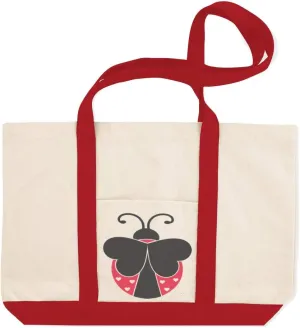 Canvas Shopping Tote Bag Red & Black Ladybug Image Animals Wild Big Bug Beach for Women