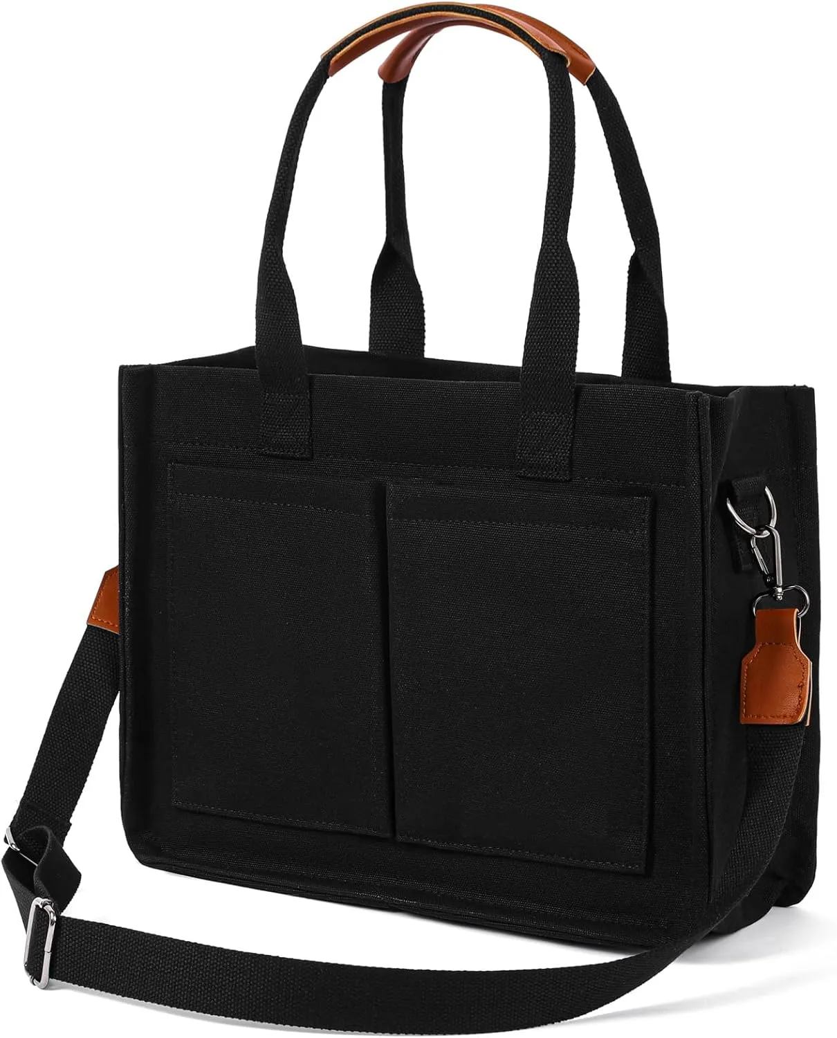 Canvas Tote Bag for Women, Large Laptop Travel Tote Handbag Totes with Crossbody Shoulder Teachers Reusable Grocery Bags
