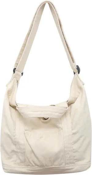 Canvas Tote Bag for Women with Pockets Cute Small Crossbody Bag Purses Handbag for Work Beach Tote Bag
