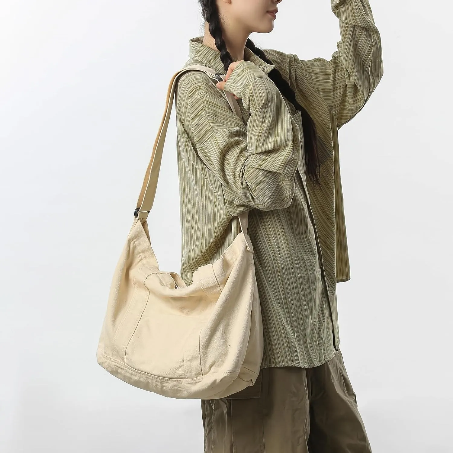Canvas Tote Bag for Women with Pockets Cute Small Crossbody Bag Purses Handbag for Work Beach Tote Bag