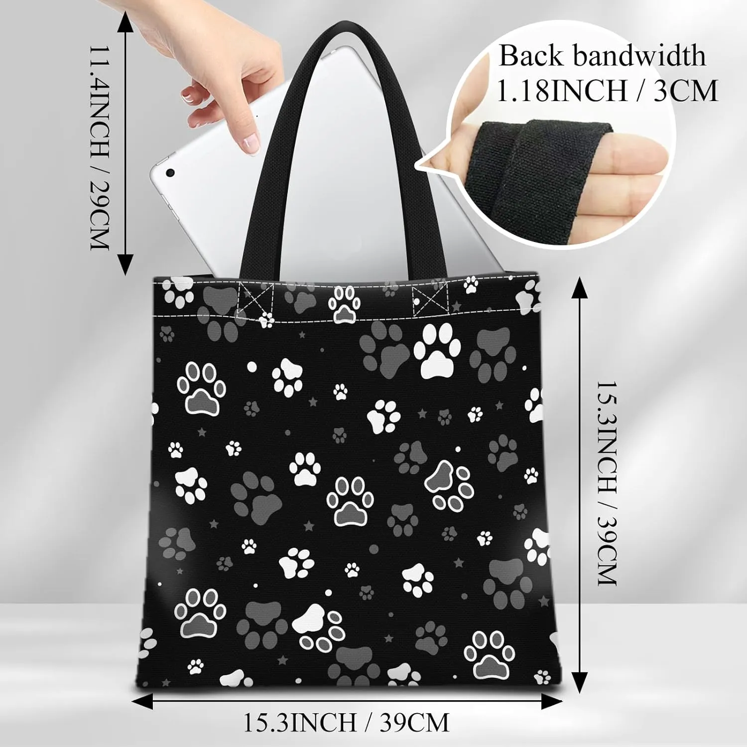 Canvas Tote Bag for Women，Cute Heavy-Duty Shoulder Bag with Zipper Pocket -Travel Tote for Grocery, Gym,Shopping