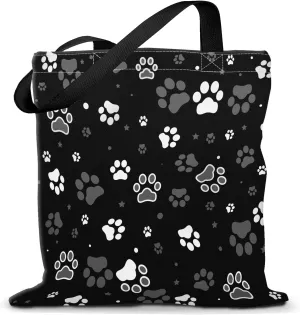 Canvas Tote Bag for Women，Cute Heavy-Duty Shoulder Bag with Zipper Pocket -Travel Tote for Grocery, Gym,Shopping