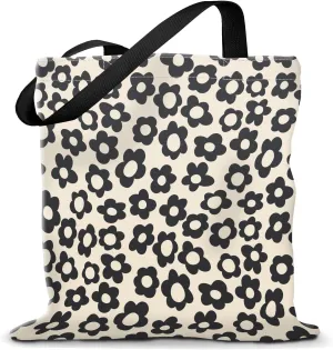 Canvas Tote Bag for Women，Cute Heavy-Duty Shoulder Bag with Zipper Pocket -Travel Tote for Grocery, Gym,Shopping