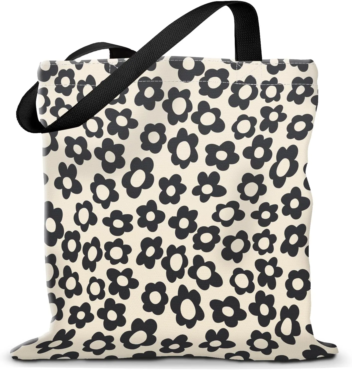 Canvas Tote Bag for Women，Cute Heavy-Duty Shoulder Bag with Zipper Pocket -Travel Tote for Grocery, Gym,Shopping