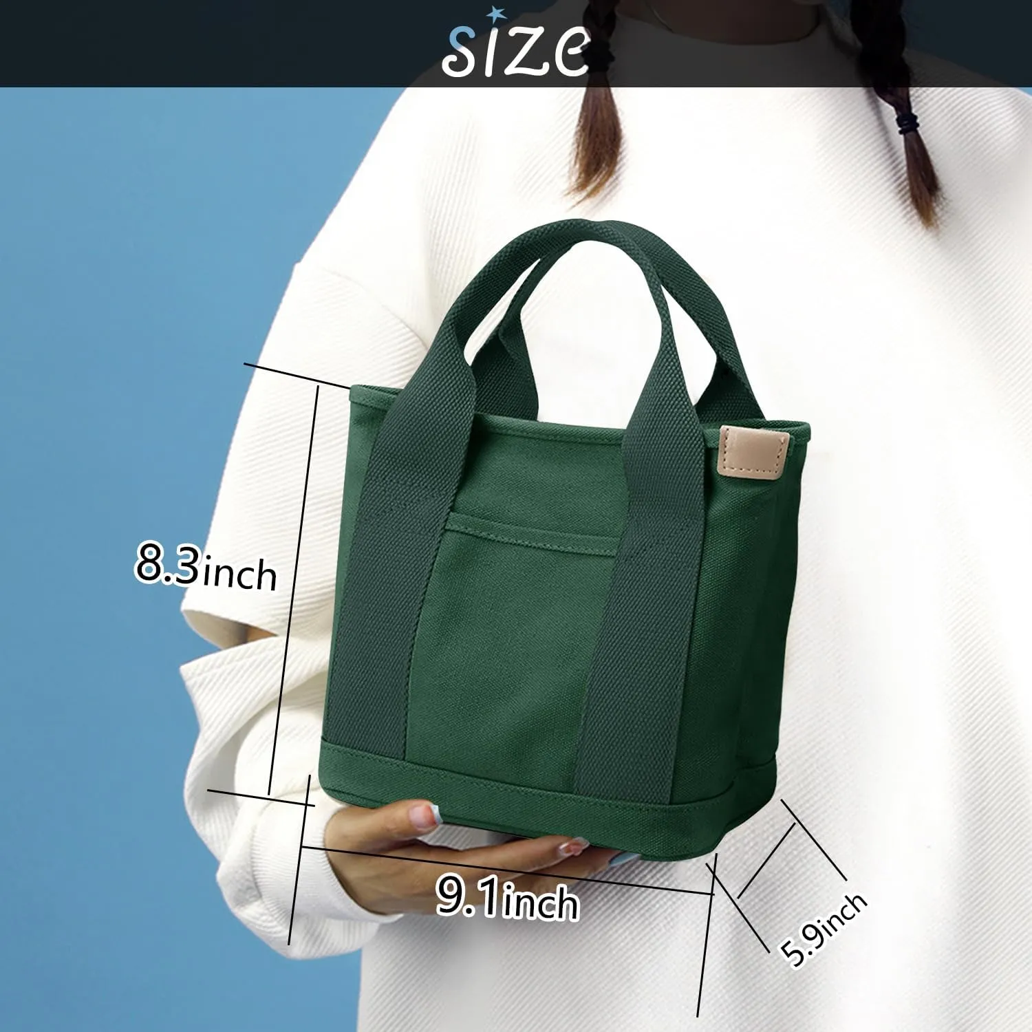 Canvas Tote Bag for Women,Small Totes Bags with Zipper Cute Crossbody Purse with Pockets Large Shoulder Handbag,2 Sizes