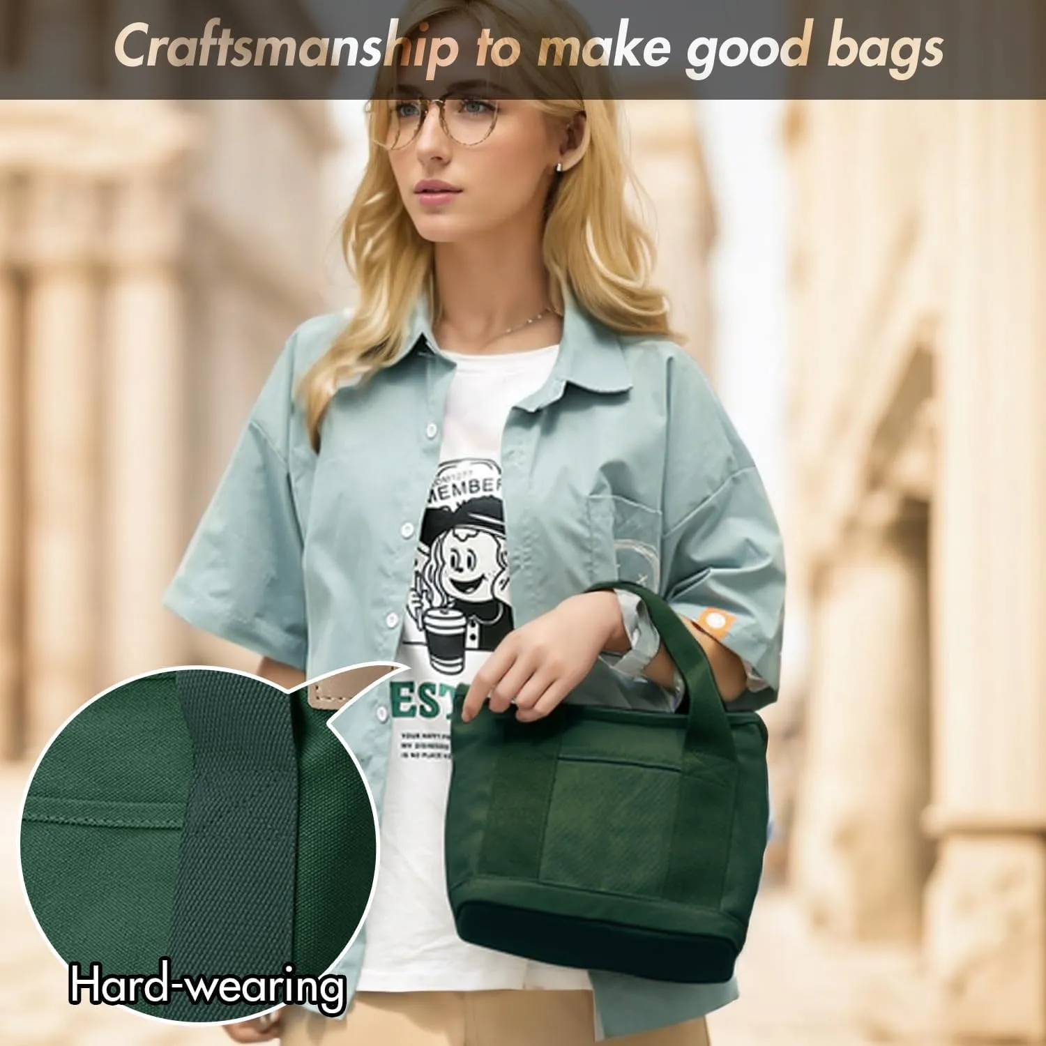 Canvas Tote Bag for Women,Small Totes Bags with Zipper Cute Crossbody Purse with Pockets Large Shoulder Handbag,2 Sizes