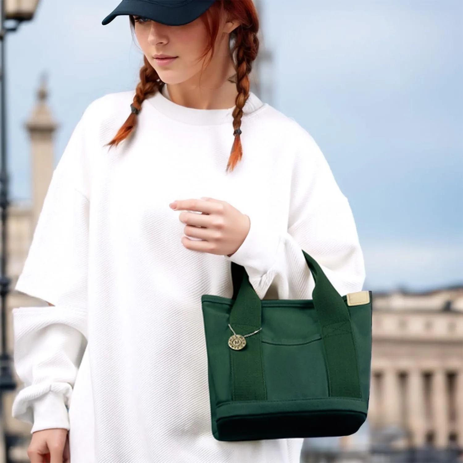 Canvas Tote Bag for Women,Small Totes Bags with Zipper Cute Crossbody Purse with Pockets Large Shoulder Handbag,2 Sizes