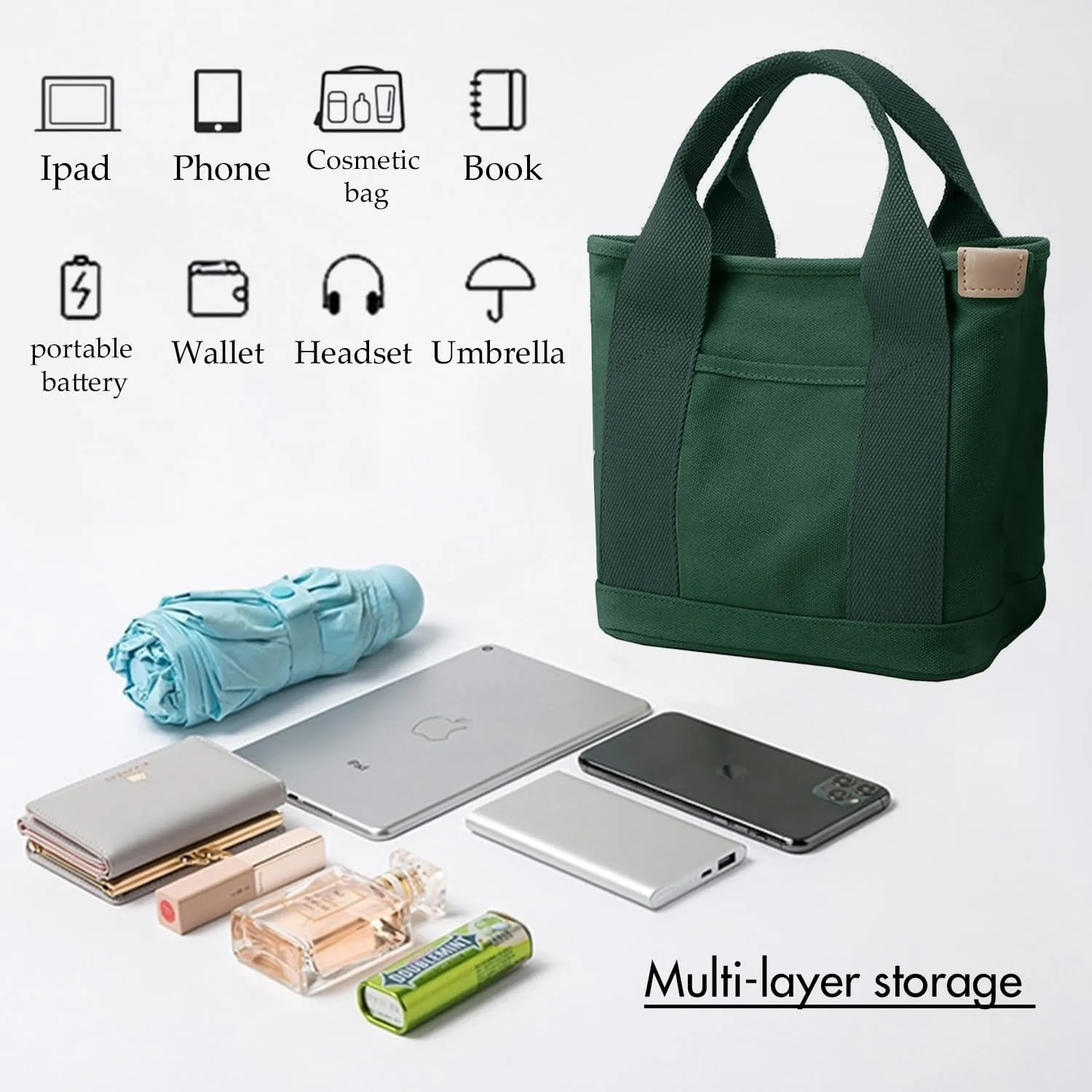 Canvas Tote Bag for Women,Small Totes Bags with Zipper Cute Crossbody Purse with Pockets Large Shoulder Handbag,2 Sizes