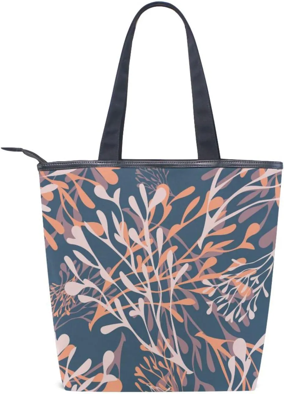Canvas Tote Purse The Tote Bag with Pockets Top Handle Shoulder Handbags Work Bags for Women Pattren 1